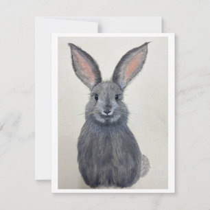 Carte de vœux Lapin Gris Sourire - Œuvre Originale