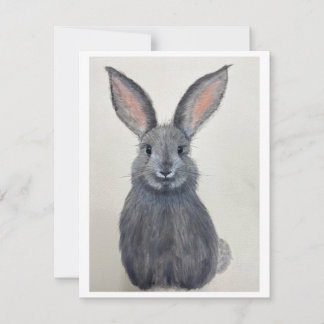 Carte de vœux Lapin Gris Sourire - Œuvre Originale