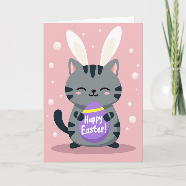 Carte de vœux Lapin heureux Kitty (Devant)