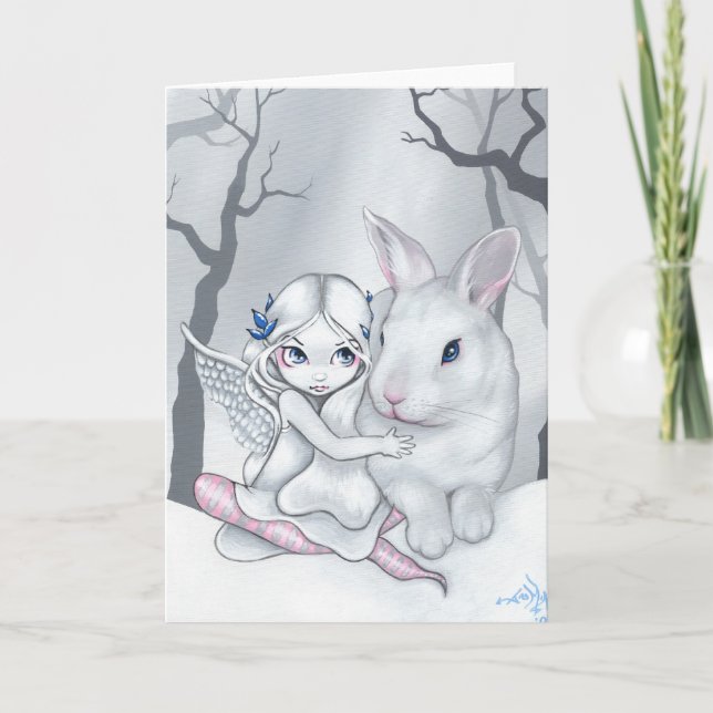 Carte de voeux "Lapin Neige" (Devant)