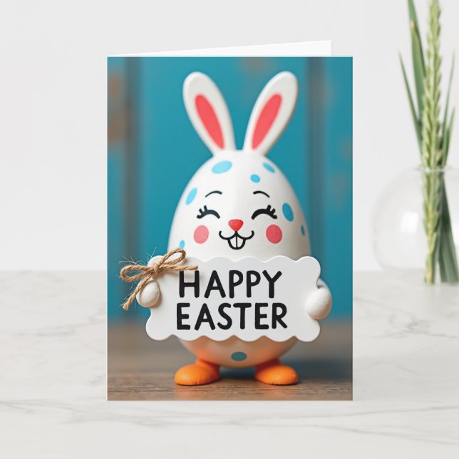 Carte de vœux Lapin Œuf Joyeux (Devant)