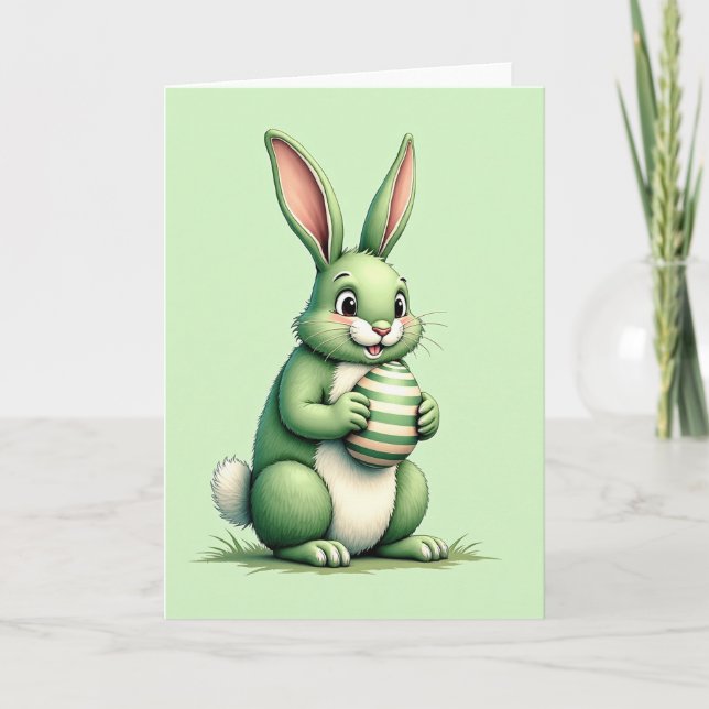 Carte de vœux Lapin Vert Ami (Devant)