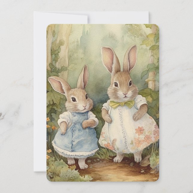 Carte de voeux lapin vintage (Devant)