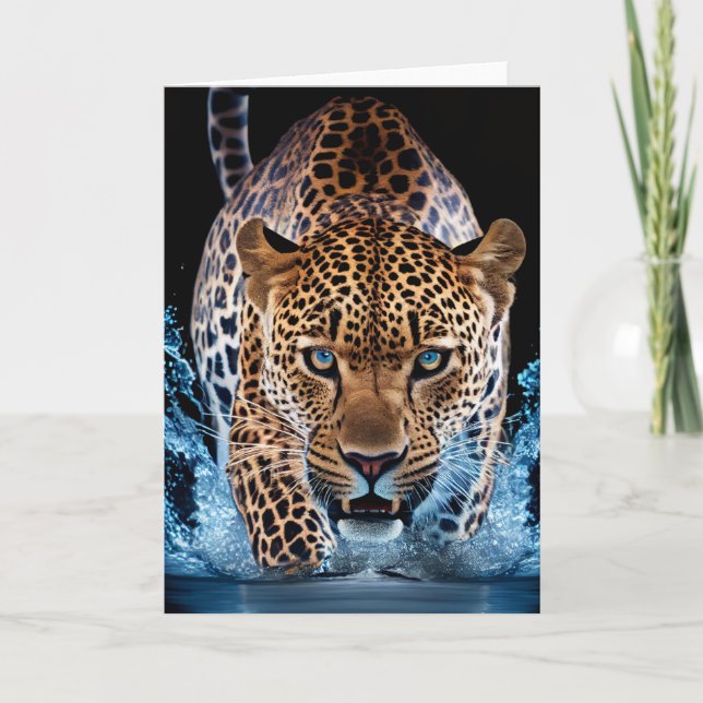Carte de voeux Leopard (Devant)