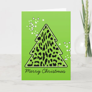 Carte de voeux Leopard cheetah Christmas Tree