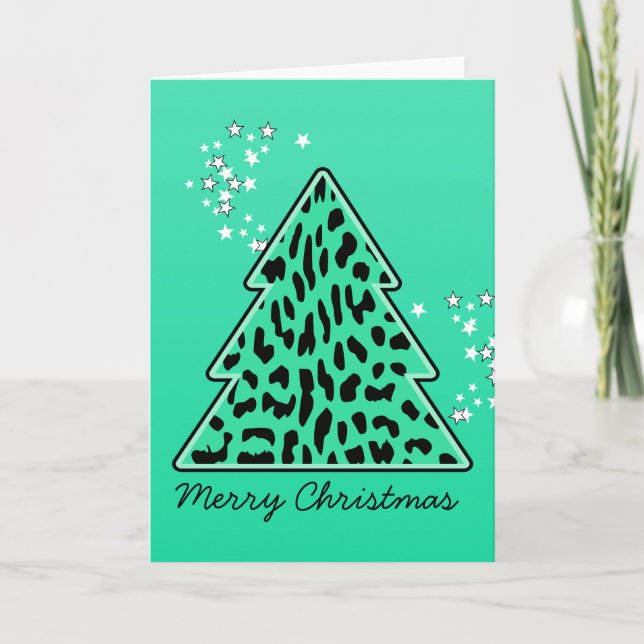 Carte de voeux Leopard cheetah Christmas Tree (Devant)