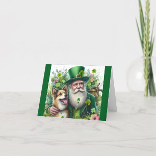 Carte de vœux Leprechaun avec chien