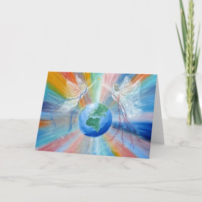Carte de vœux Les anges apportent le ciel sur terr (Devant)