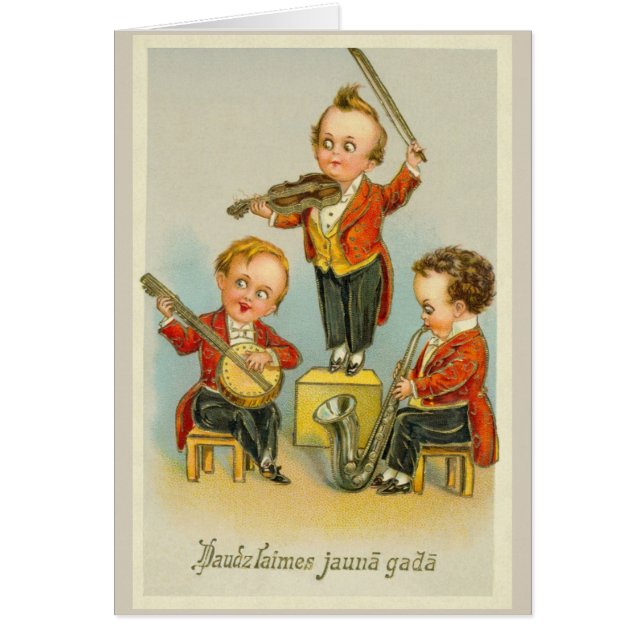 Carte de voeux letton vintage de bonne année (Devant)