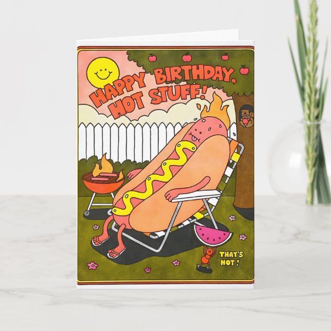 Carte de vœux lettrepress Hot Stuff Birthday (Devant)