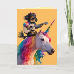 Carte de vœux licorne de teckel mignon