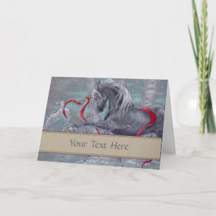 Carte de vœux - Licorne des Fêtes Neige Oiseau