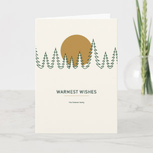 Carte de vœux ligne artistique de sapins en hiver