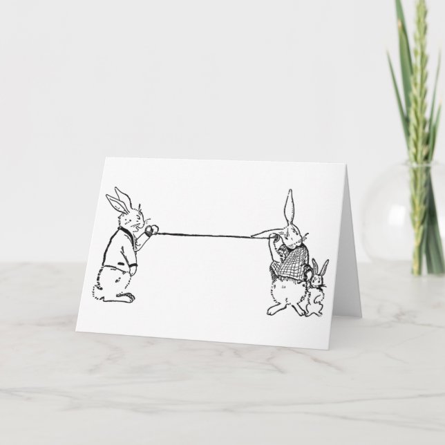 Carte de voeux "Ligne téléphonique de lapin" (Devant)