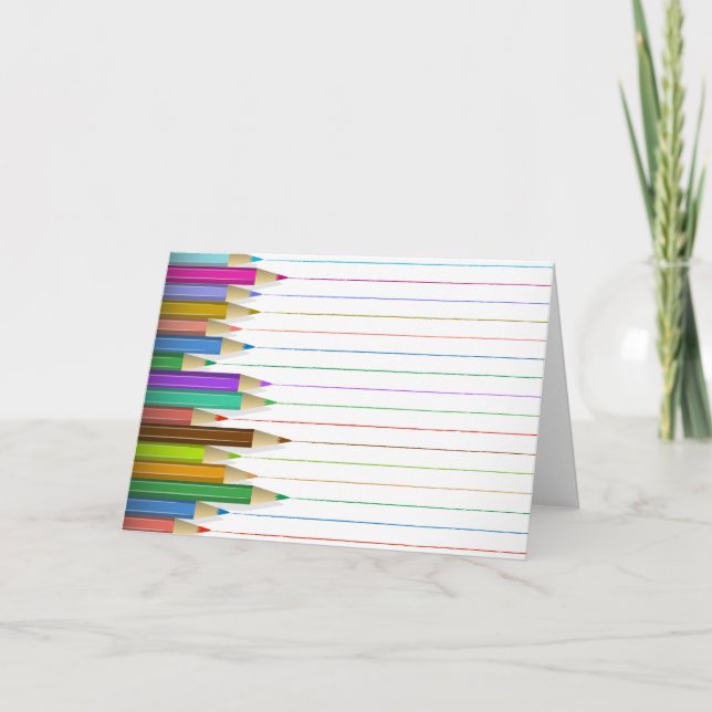 Carte de voeux - Lignes de crayon couleur (Devant)