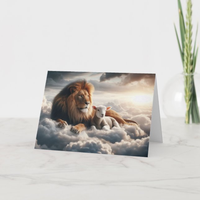 Carte de voeux Lion et Agneau (Devant)