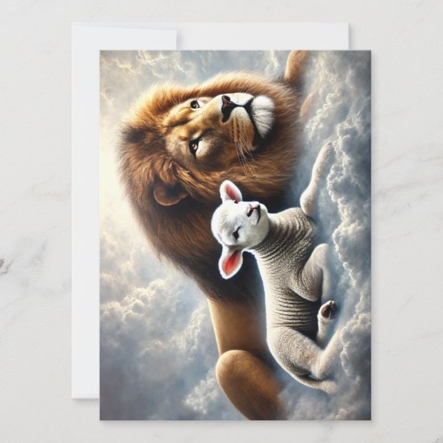 Carte de voeux Lion et Agneau (Devant)