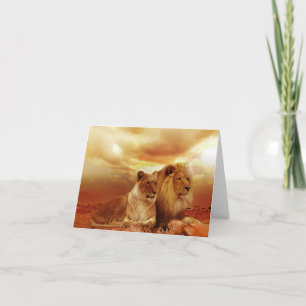 Carte de vœux Lions Safari