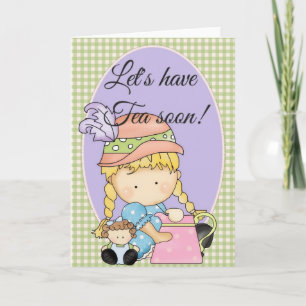Carte de voeux Little Agnus Girl Tea Party 3