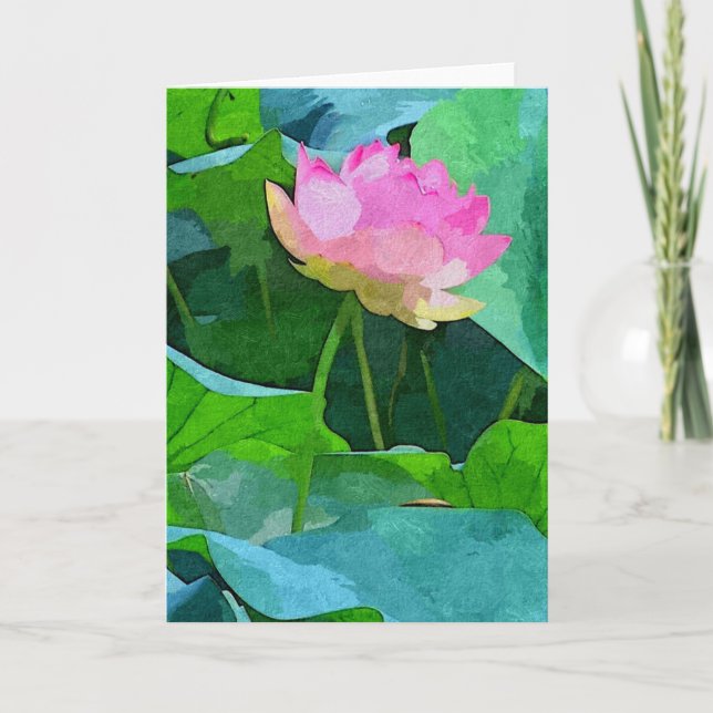 Carte de vœux Lotus rose abstrait (Devant)
