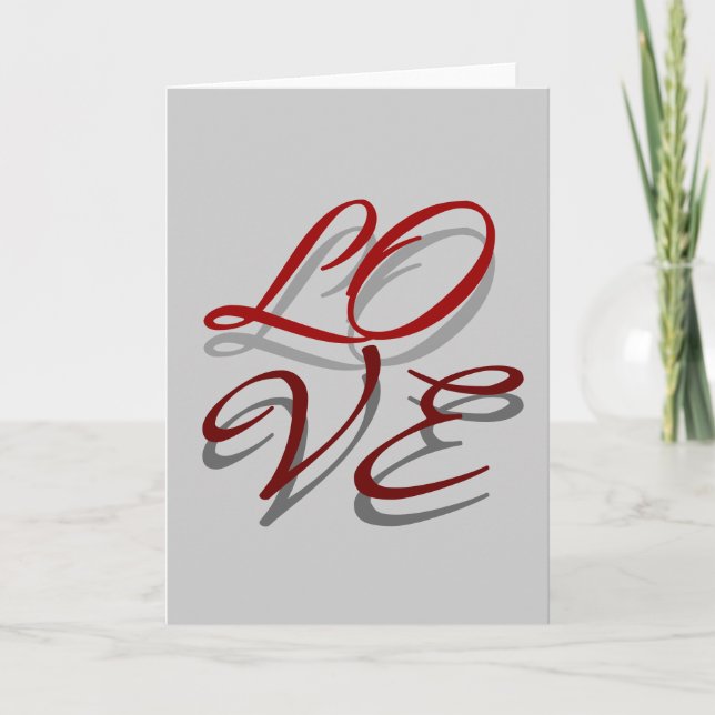 Carte de voeux Love Red Grey Script (Devant)