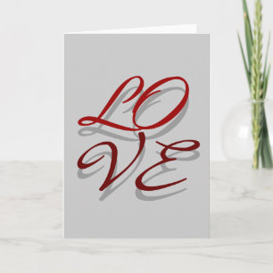 Carte de voeux Love Red Grey Shadow Script