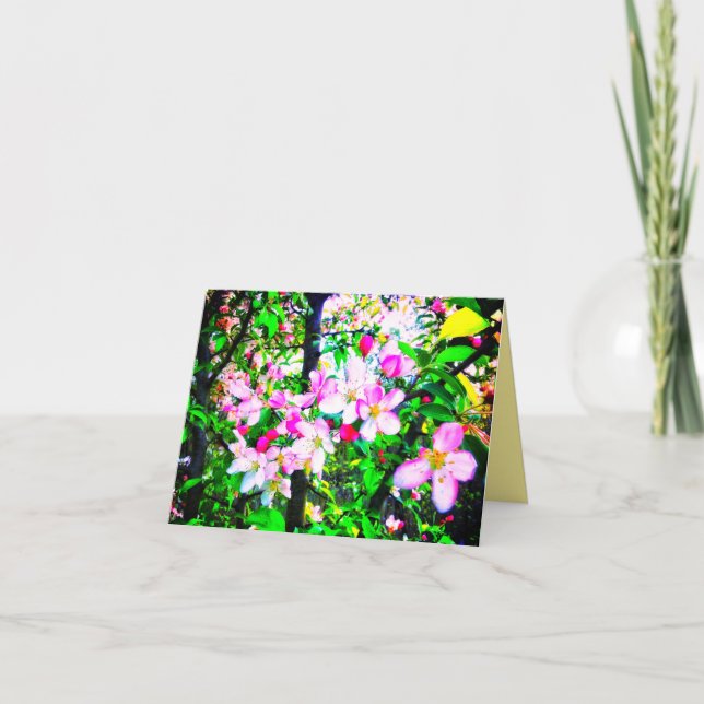 CARTE DE VOEUX LUMINEUSE DE FLEURS D'APPLE PETITE (Devant)