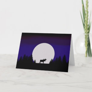Carte de vœux Lune d'hiver avec orignal