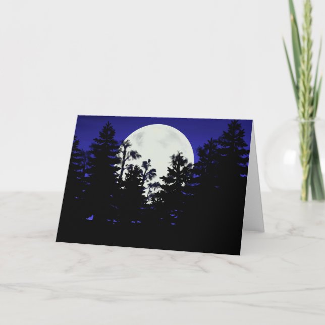 Carte de voeux Lune d'hiver se levant (Devant)