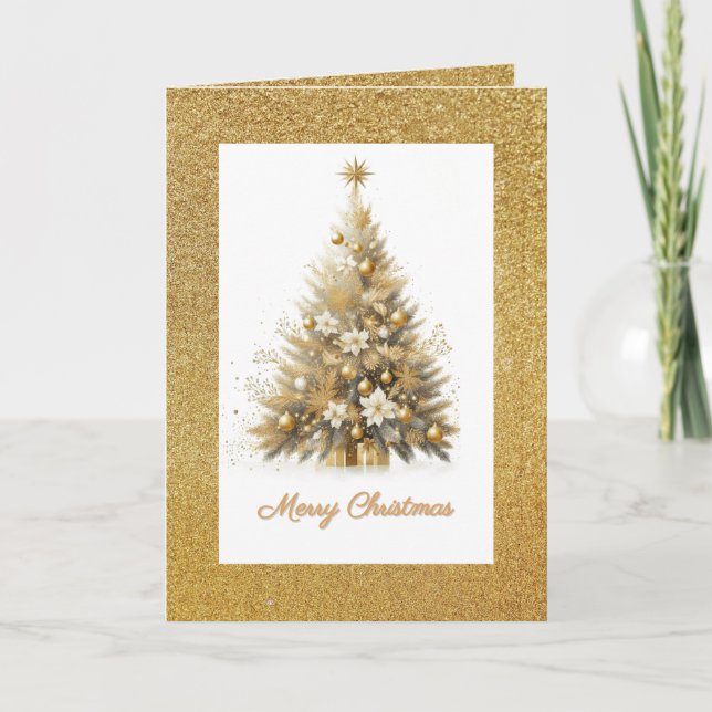 Carte de vœux Luxe Gold Sparkle Christmas Tree  (Devant)