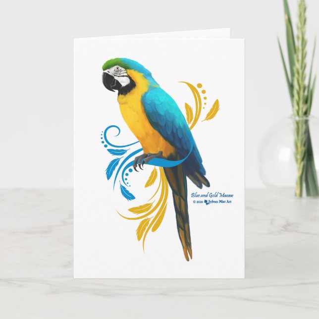 Carte de voeux Macaw bleu et or (Devant)