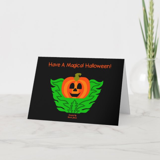 Carte de vœux magique de citrouille d'Halloween (Devant)