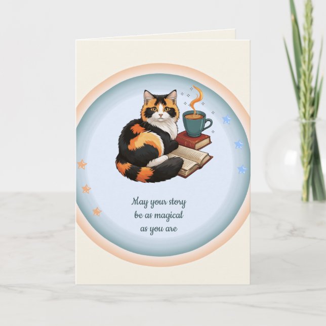 Carte de vœux magique pliée Ruby Cat personnalisée (Devant)