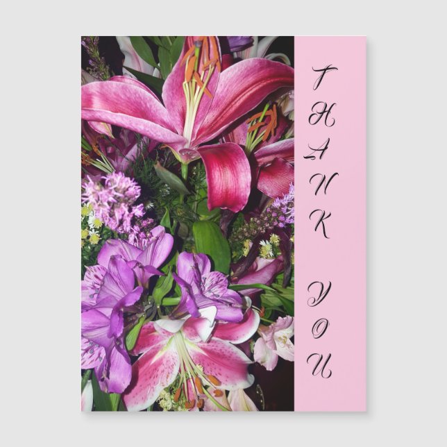 Carte de voeux magnétique Merci Fleurs (Devant)