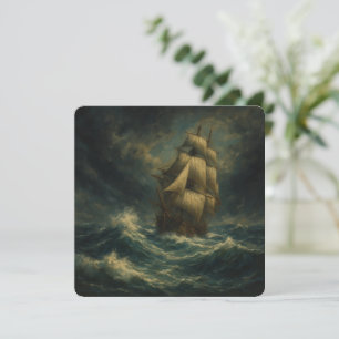 Carte de voeux Majestic Ship at Sea Oil Art