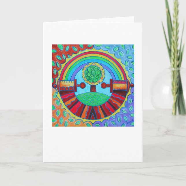 Carte de vœux Mandala Arc-en-ciel (Devant)