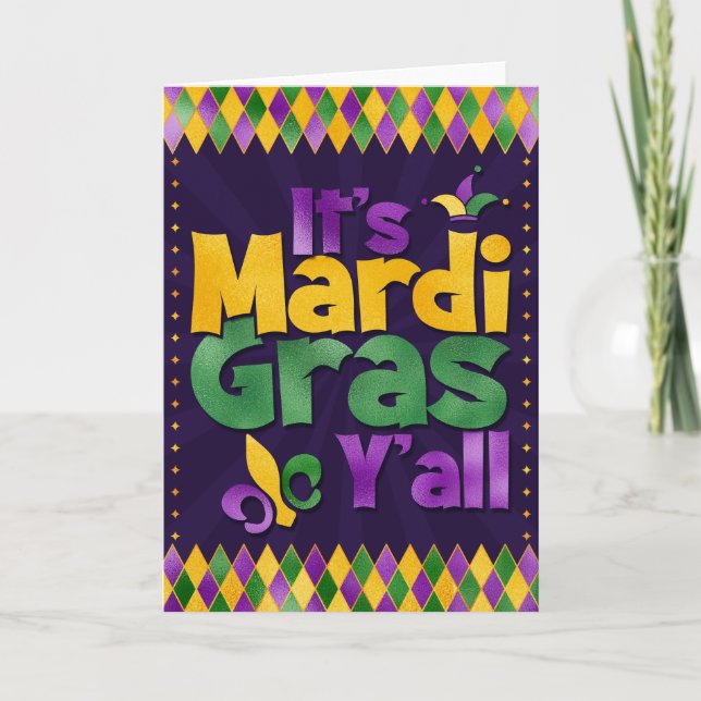 Carte de voeux Mardi Gras, C'est Mardi Gras Y'all (Devant)