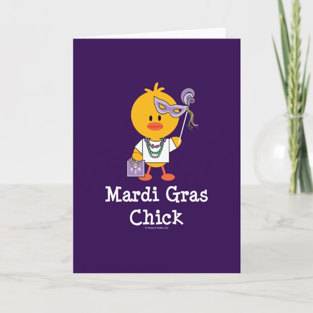 Carte de voeux Mardi Gras Chick (Devant)
