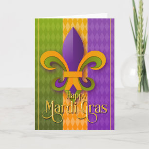 Carte de voeux Mardi Gras, Mardi Gras Fleur de Lis