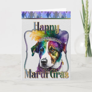 Carte de voeux Mardi Gras, Mardi Gras Jack Russell