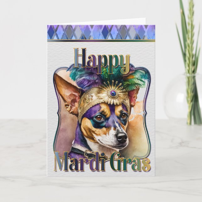 Carte de voeux Mardi Gras, Mardi Gras Terrier (Devant)