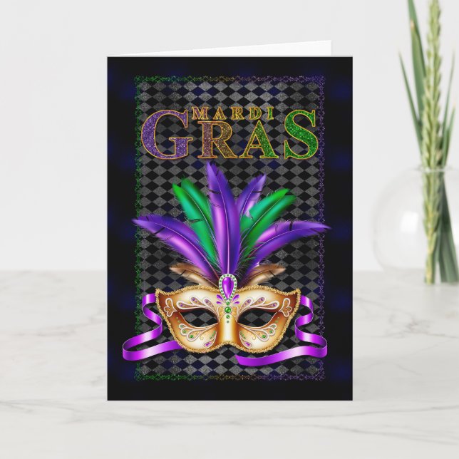 Carte de voeux Mardi Gras, Masque Mardi Gras (Devant)