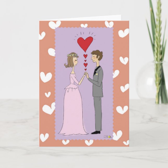 Carte de voeux mariage rose (Devant)