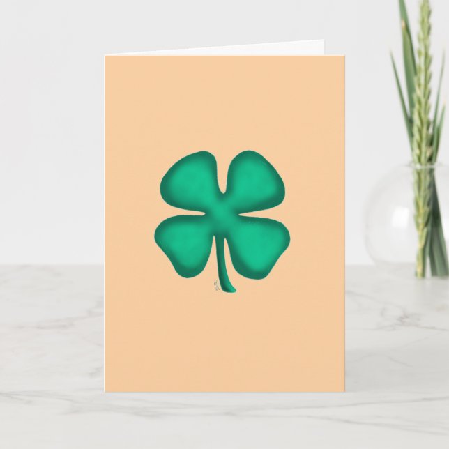 Carte de vœux marron Trèfle irlandais Lucky 4 Leaf (Devant)