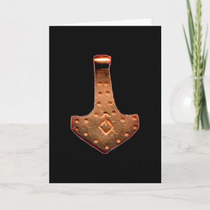 Carte de vœux marteau de Thor en cuivre noir