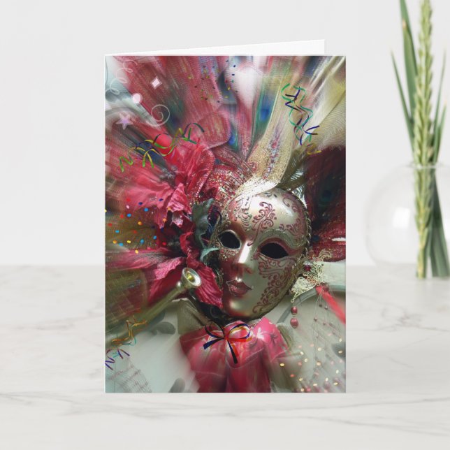 Carte de vœux Mascarade romantique (Devant)