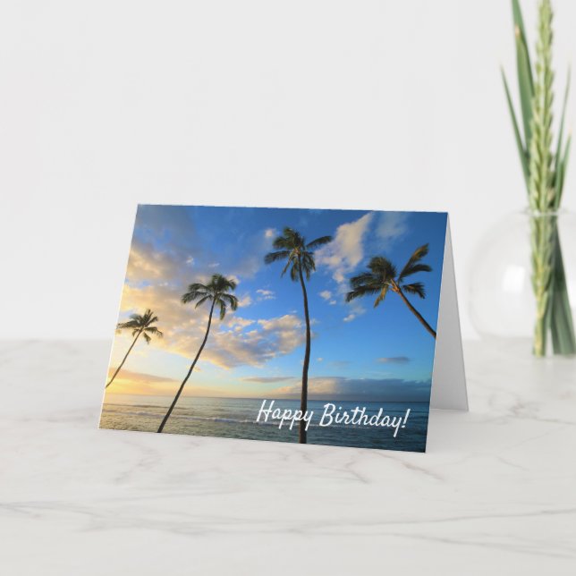Carte de vœux Maui Sunset avec palmiers (Devant)
