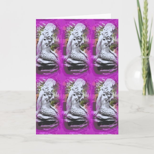 carte de voeux mauve de sirènes assise (Devant)