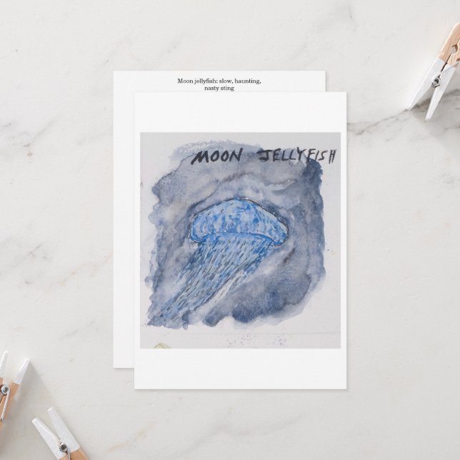 Carte de vœux méduse (Devant/Arrière en situation)