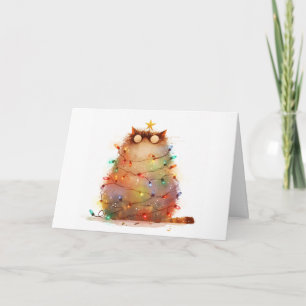 Carte de voeux Meowled Christmas Tangled Chat Ligh